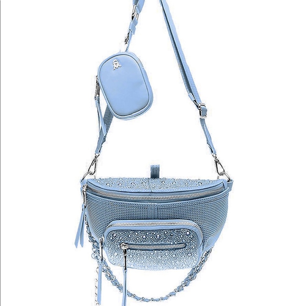 Light Blue rhinestone purse/belt bag.